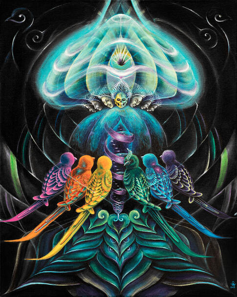 The Conference of the Birds, acrylic on canvas, 2018