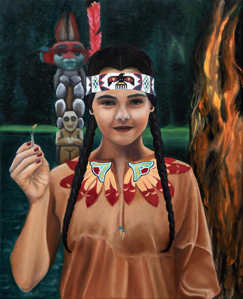 Wednesday Addams, oil on canvas, 2022